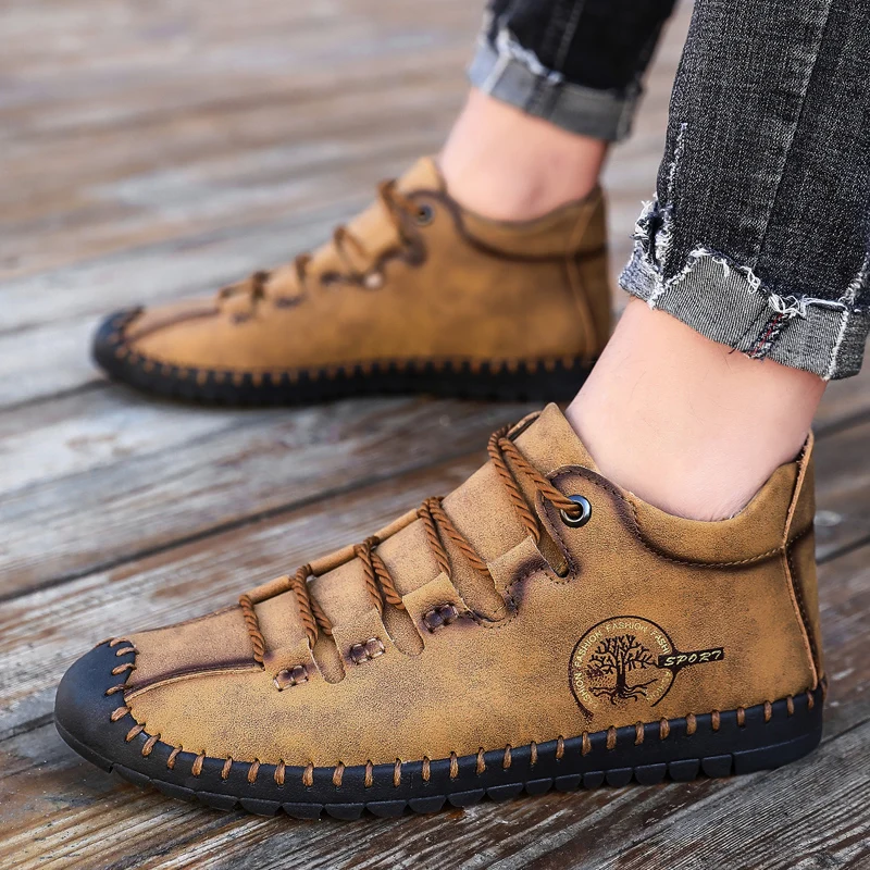 Мужская обувь для прогулок из микрофибры спортивные кроссовки с высоким берцем