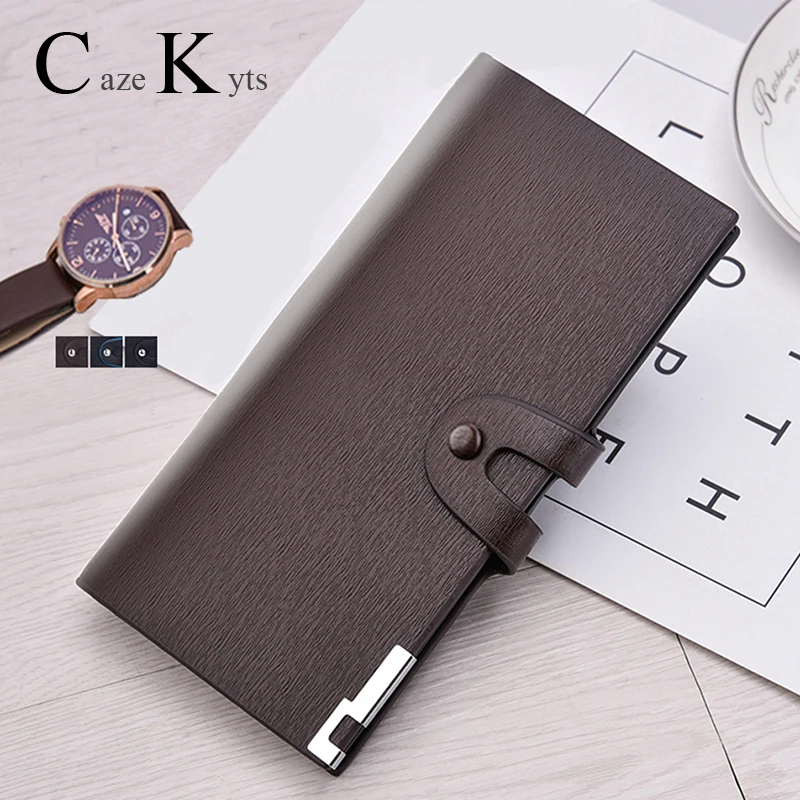 Новый кошелек из натуральной бычьей кожи с магнитной пряжкой мужской Длинный