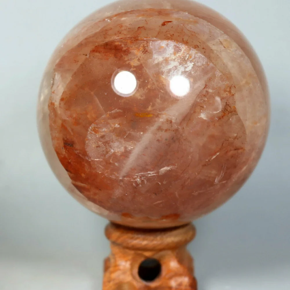 

Red Fire Quartz hematoid Crystal polished Palm Ball Healing bracket