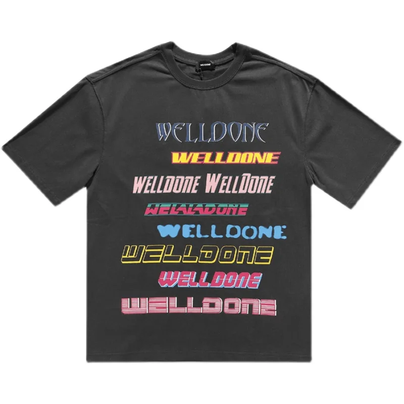 

WE11DONE Gradient Color Letters Graffiti Short-sleeved Men and Women Couples Welldone Cotton Loose T-shirt Summer Tee