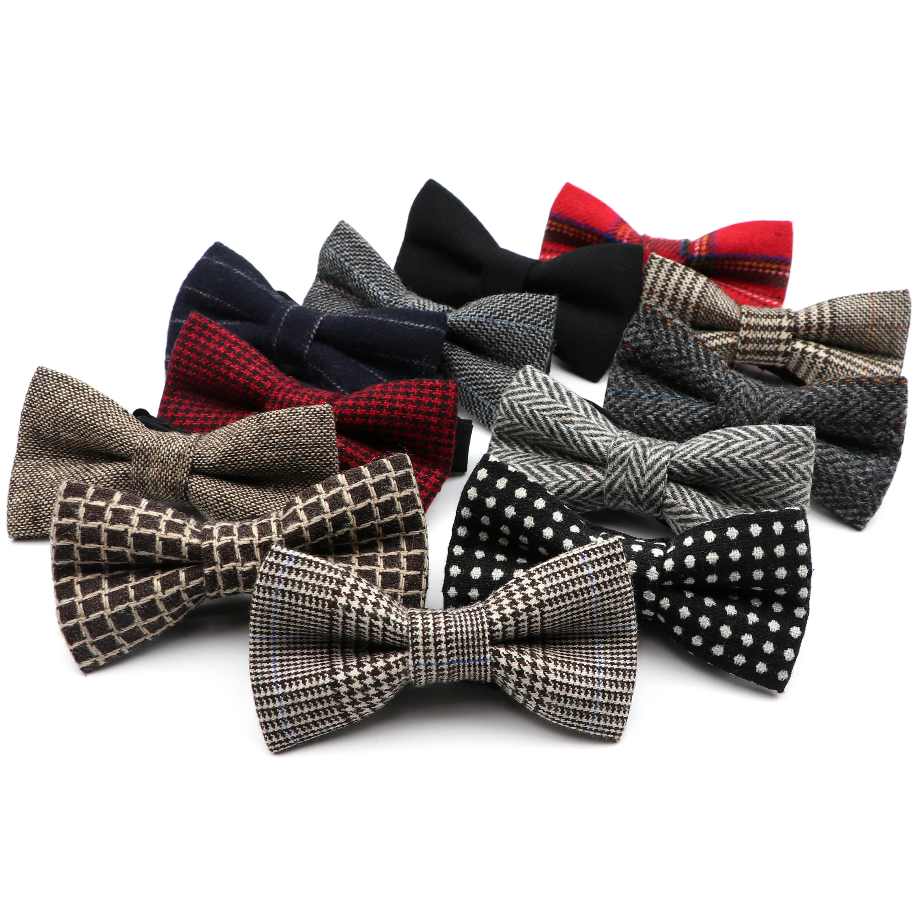 

Men's 100% Wool Bow Tie Superior Classical Gravata Houndstooth England For Men Wedding Formal Business Butterfly Bowtie Gift
