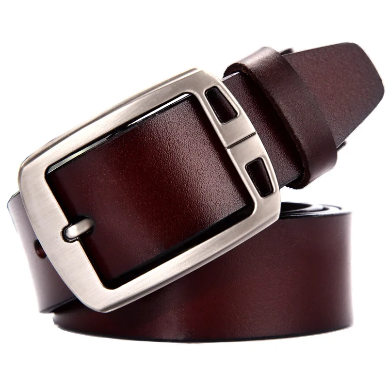 

2021 Whole cow Genuine Leather Luxury Strap Male Belts For Men New Fashion Classice Vintage Pin Buckle Leather Jeans Men Belt
