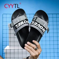 cyytl men fashion summer beach slippers strap pattern sandals casual flip flips comfortable slip on slides outdoor indoor flats