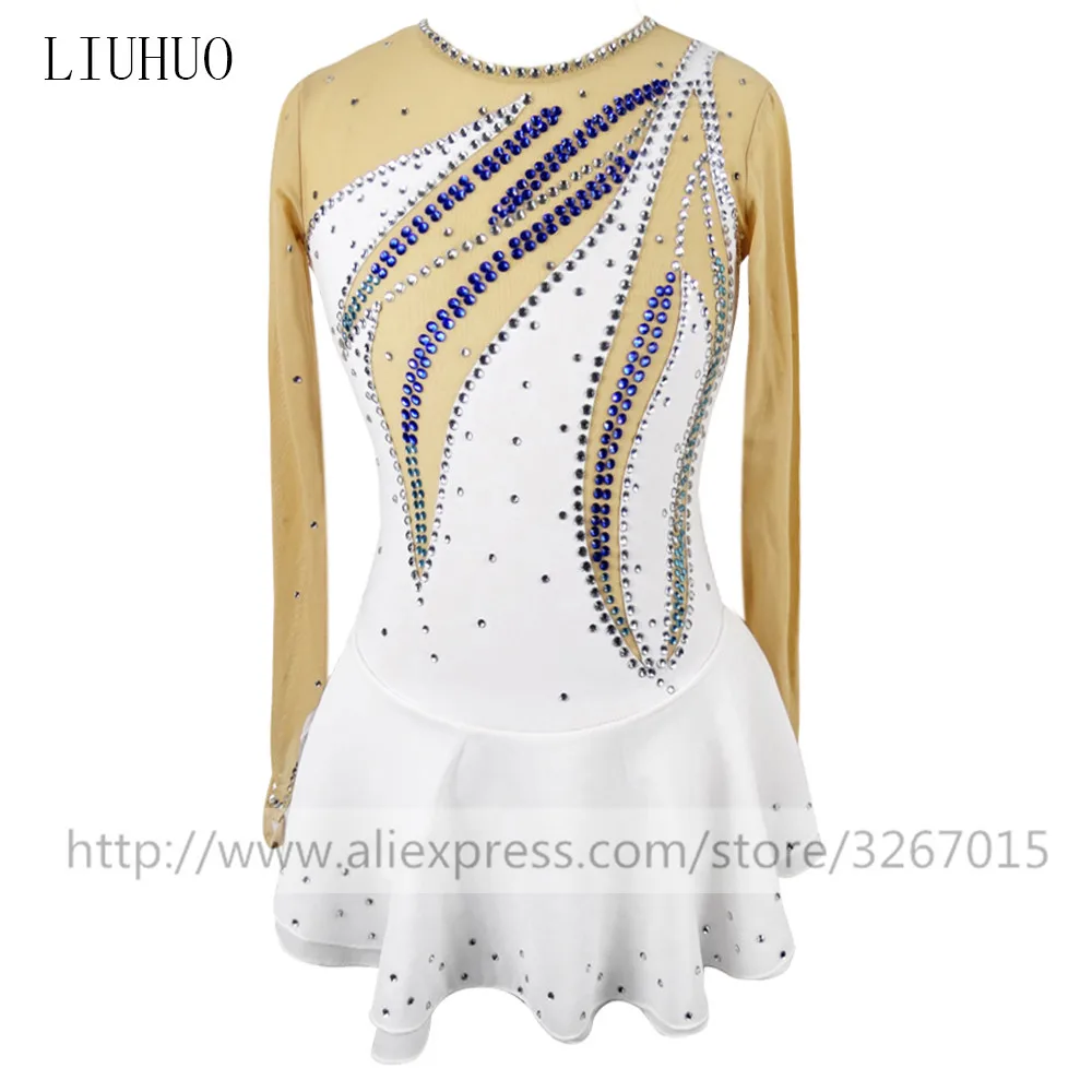 LIUHUO платье для фигурного катания женское на коньках девочек белое с круглым