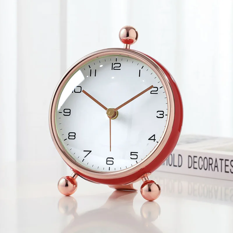 

Noble Metal Table CLock Home Decoration Living Room Office Desk Clock Luxury Silent Quartz Vintage Desktop Clock Birthday Gift