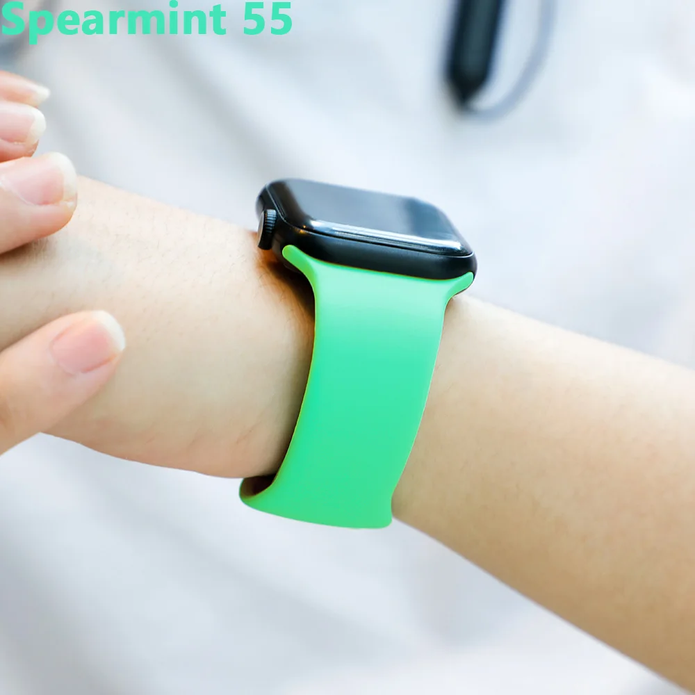 Ремешок для apple watch, ремешок для apple watch 5, 4, 3, iwatch, ремешок 42 мм, 44 мм, 38 мм, 40 мм, браслет Correa, силиконовый ремешок для часов, ремень, аксессуары - Цвет ремешка: Spearmint 55