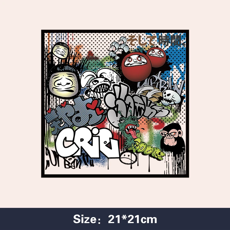 

Patches Appliqued Iron-On Graffiti personalized pattern T-shirt printed clothes decoration paste heat transfer printing