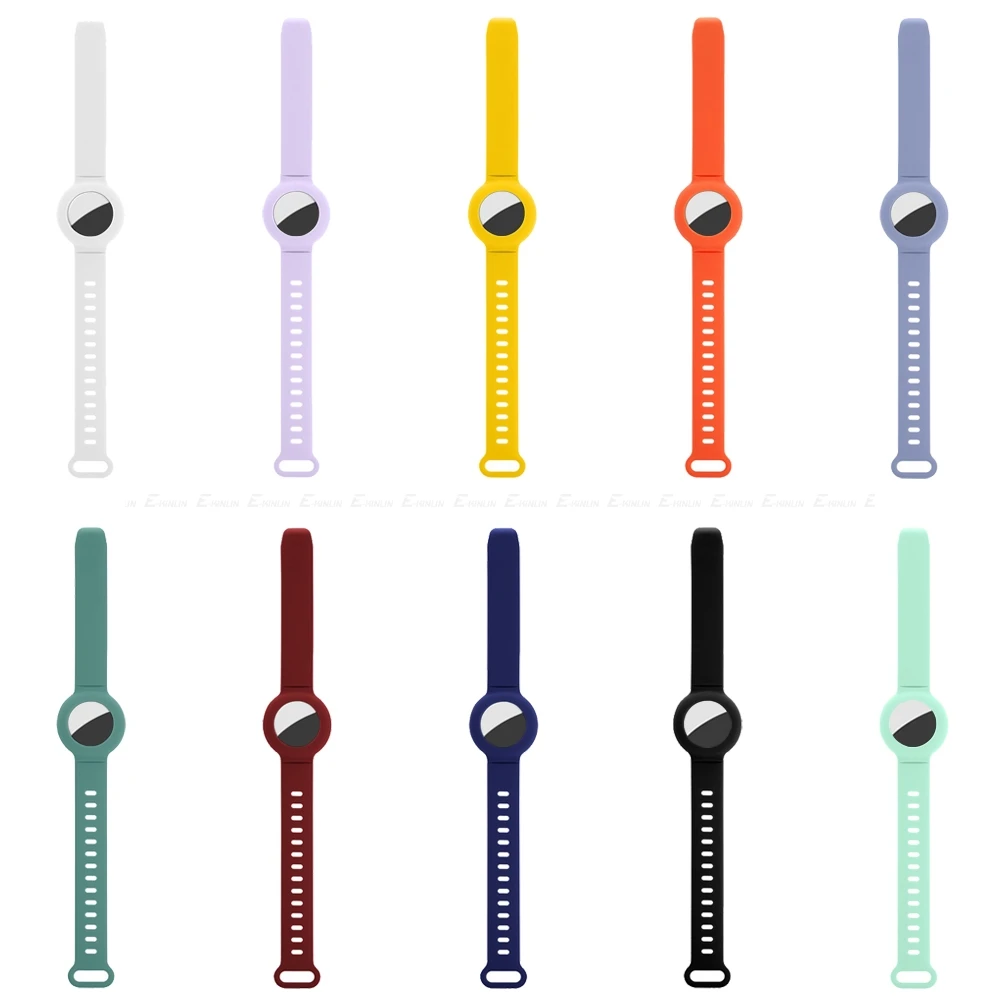 

Candy Protective Case Liquid Silicone Watchband For Apple AirTag Locator Tracker Anti-lost Bracelet Plain Soft Cover