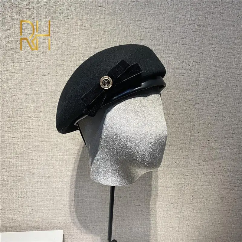 Женский винтажный шерстяной берет фетровая шляпа с бантом для церкви и