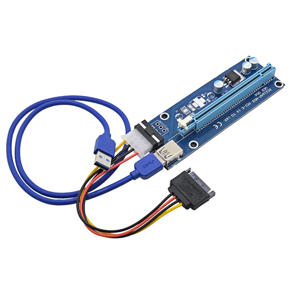 

100 шт., видеокарта-Райзер VER006 Pcie, Райзер Pci Express с кабелем USB 3,0, Райзер Pci-e 16x для видеокарты для майнинга биткоинов