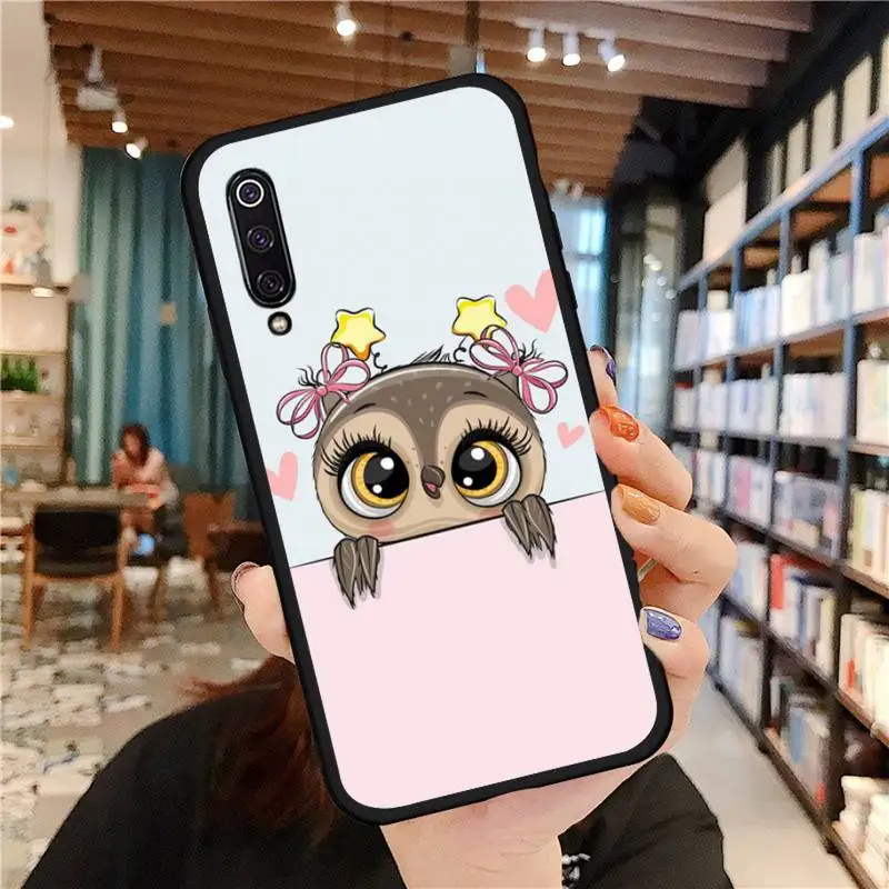 

Cute Owl Hearts Lover Phone Case black For Xiaomi Redmi mi note 7 8t 9 9t 9s 8 10 10t 11 pro lite K20 max 3