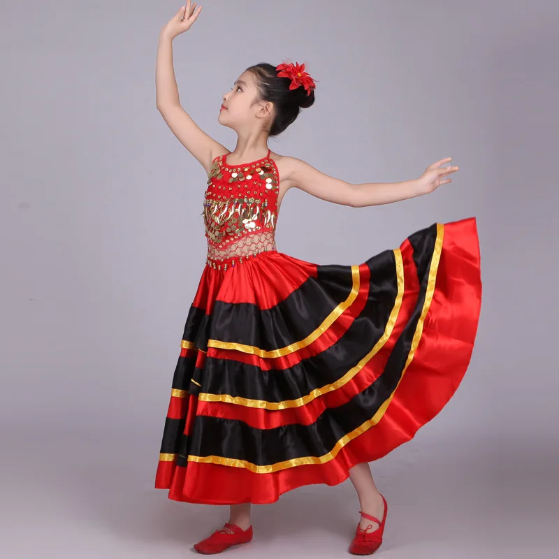 

Flamenco Skirt Spanish Dress for Girl Dance Costumes Belly Dance Skirt Chorus Stage Performance Spain Bullfighting Dance Clothes