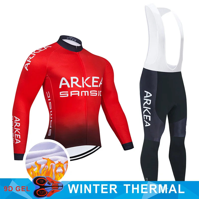 

2021 Team ARKEA Winter Cycling Clothing Set MTB France Bicycle Clothes Thermal Fleece Bike Jersey Mens Winter Cycling Wear
