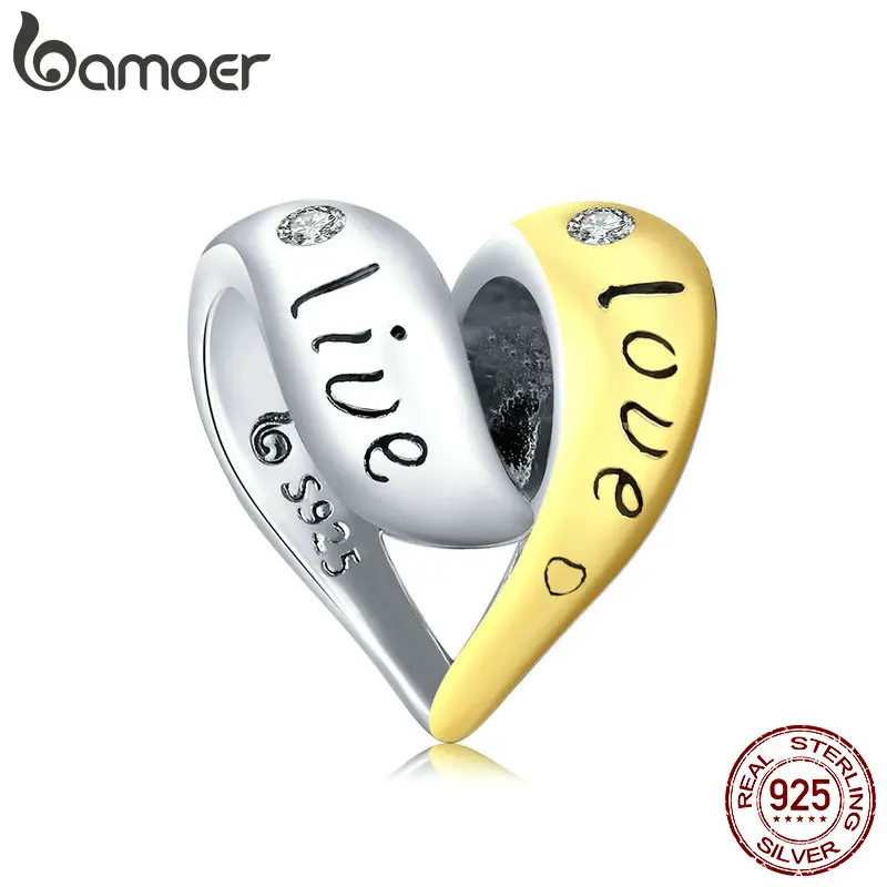 

Подлинное искусственное серебряное крестообразное сердце bamoer, подвеска в форме сердца любви и живого сердца для оригинального браслета Diy, ...