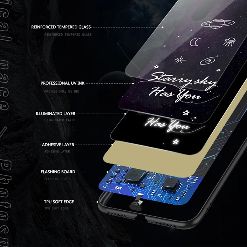 For IPhone X XR XS Max Pro Phone Case Voice Activated Luminous Protector Cellphone Back | Мобильные телефоны и аксессуары