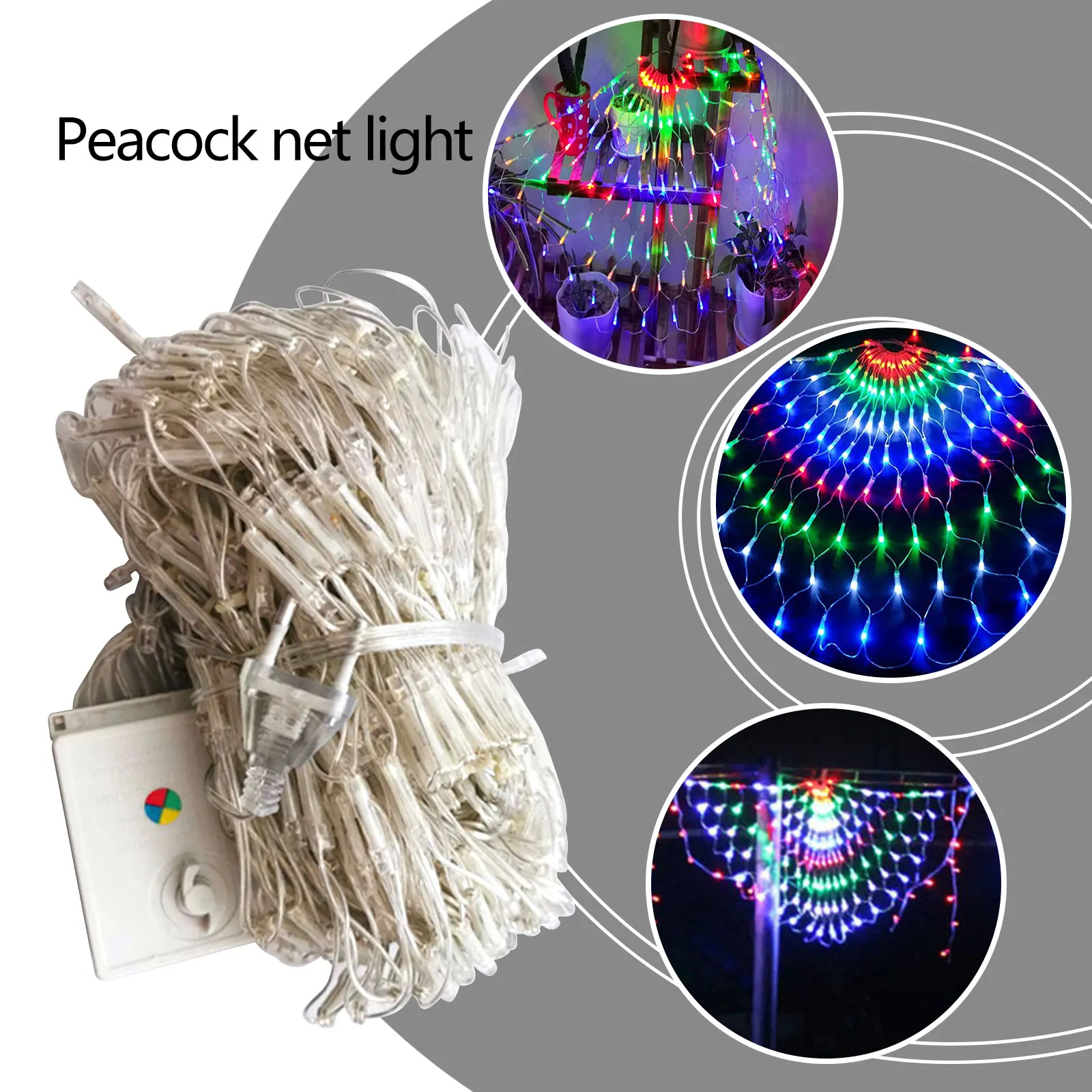 

Peacock Mesh Net Light-led String Lights Outdoor Fairy Garland Eu / Us Plug Fairy For Wedding Christmas Backdrop New Year Decor