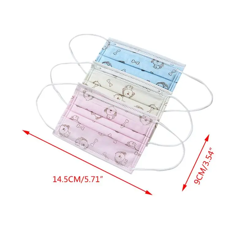 

50Pcs/Set Children Kids Disposable Dustproof Mouth Mask 4-Layers Protective Breathable Windproof Elastic Earloop Respirator