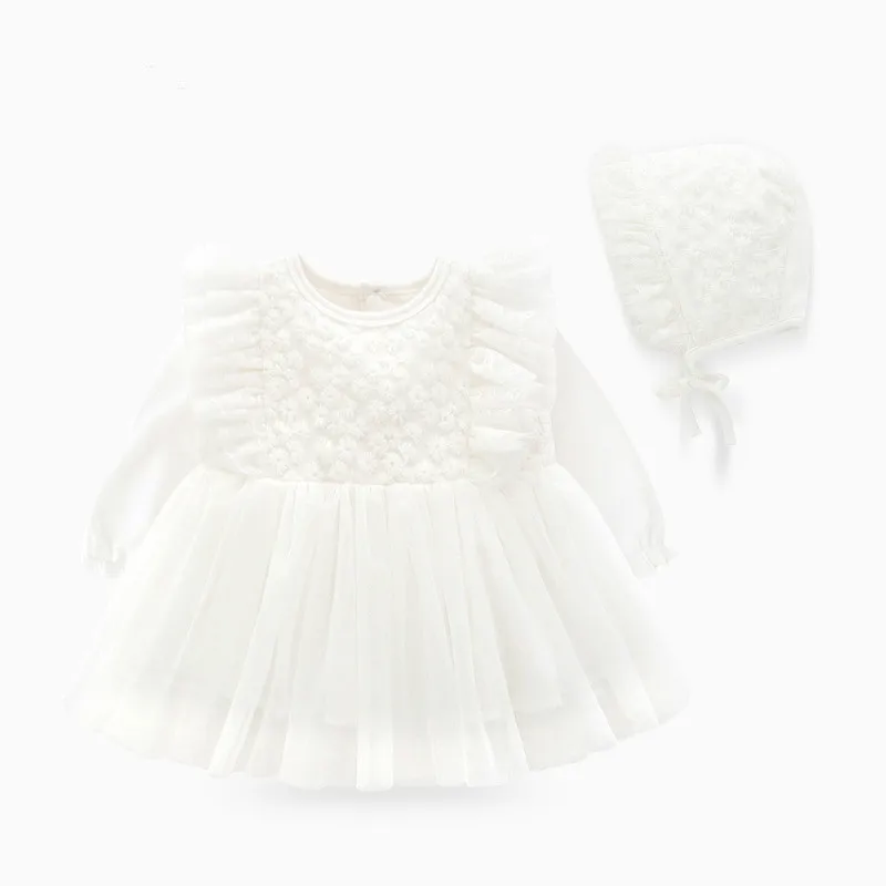 white color Для новорожденных, комплекты одежды для маленьких девочек торжественное кружевное нарядное платье; платье для крещения крестильное платье для маленьких девочек для вечерние свадебные 0 3 6 Месяцев Младенческой Платье на крестины - Цвет: white color
