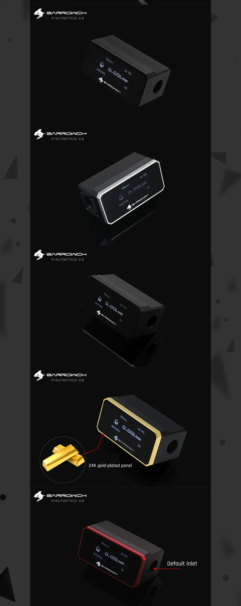 Barrowch FBFT03-V2, цифровой дисплей OLED ротор расходомеры, многоцветная панель из алюминиевого сплава+ пом корпус, обнаружение в реальном времени