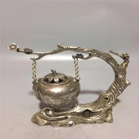 chinese tibetan silver carving blessing longevity buddhist incense burner hanging furnaces bronze carvings fengshui decoration