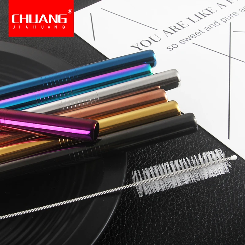 8 шт. цветная соломенная посуда большого размера из нержавеющей стали для