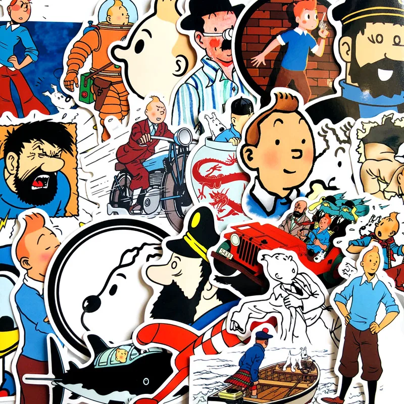 25 шт. японского аниме Tintin adventures крутой мультфильм классический каракули мотоцикл мобильный компьютер чемодан водонепроницаемый стикер
