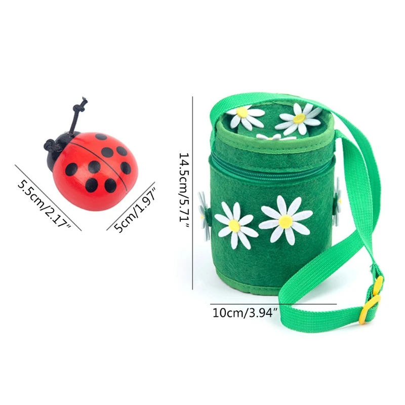 

Montessori Counting Ladybug Wooden Educational Toys 0-10 Numbers Learning to Count Beetle Felt Backpack Toy