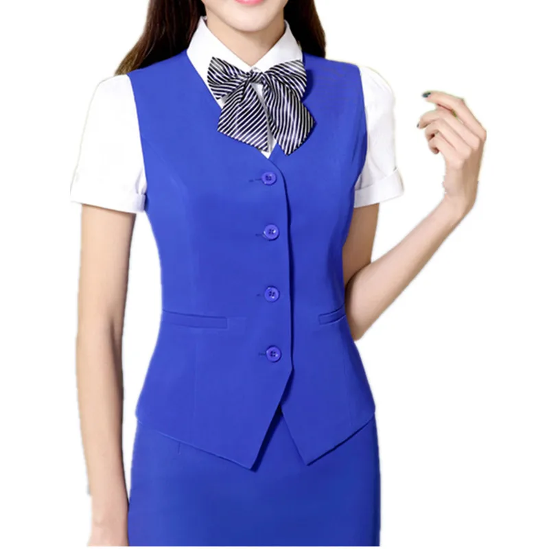 Тонкий сексуальный синий женский жилет размера плюс 5XL для работы в офисе