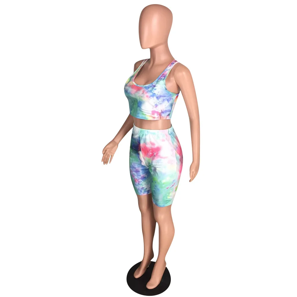 Женский комплект из двух предметов укороченный топ с завышенной талией и шорты