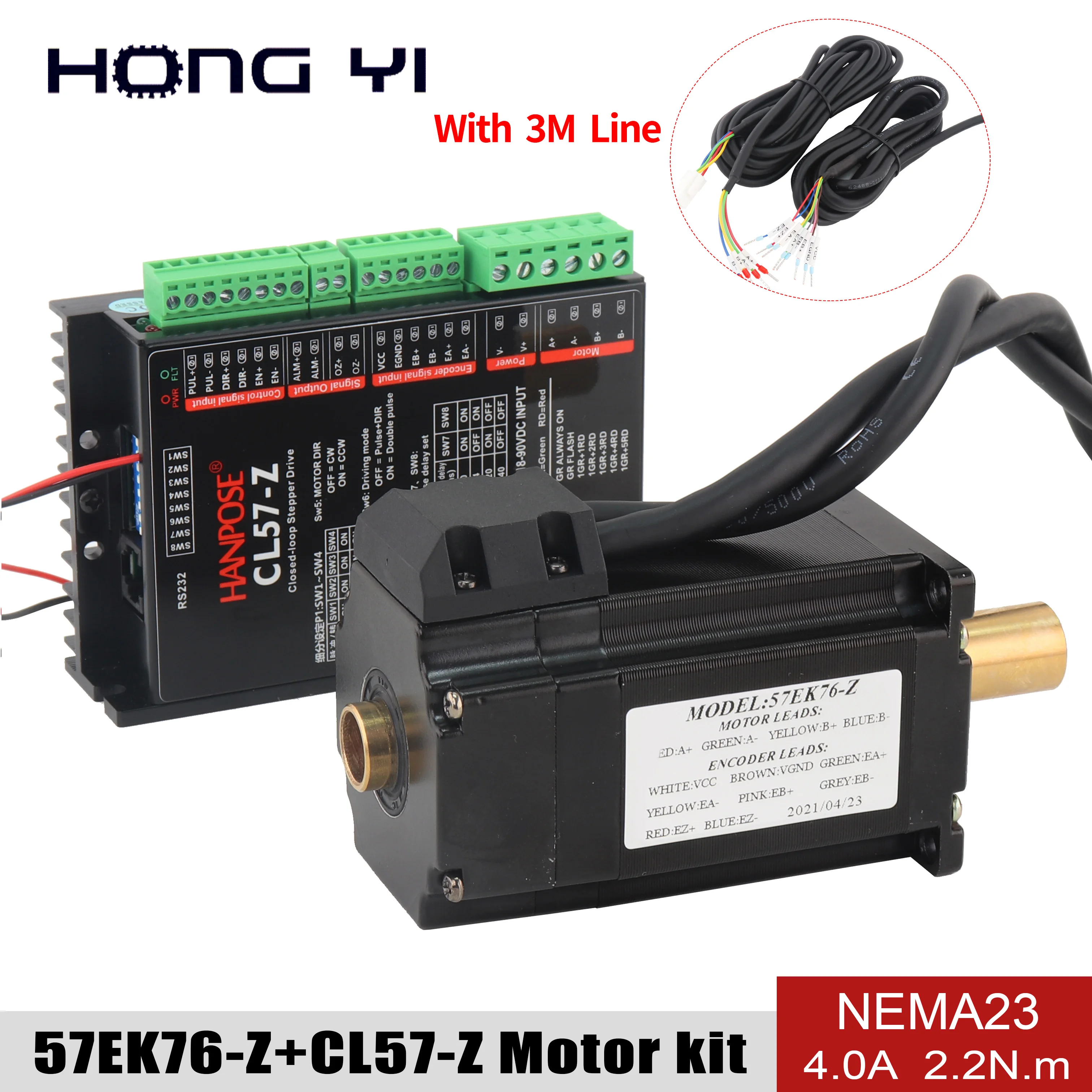 57EK76 Z + CL57 Мотоциклетная цепь комплекты 57CME22 57 мотор 4.0A 2.2N. М NEMA 23 двигатель