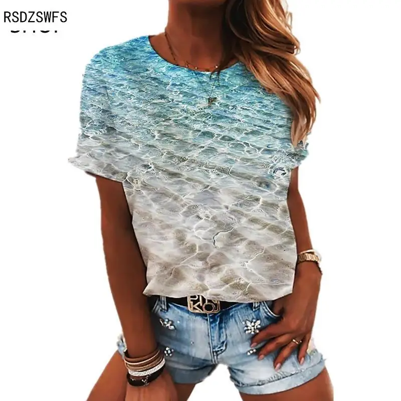 Женская летняя футболка с 3D-принтом короткий повседневный летний топ рисунком