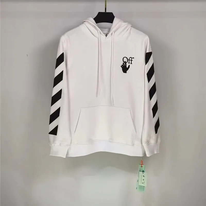 

2021 new black and white sketch line OW pullover hoodie loose thin men and women same sports hoodie 19SS