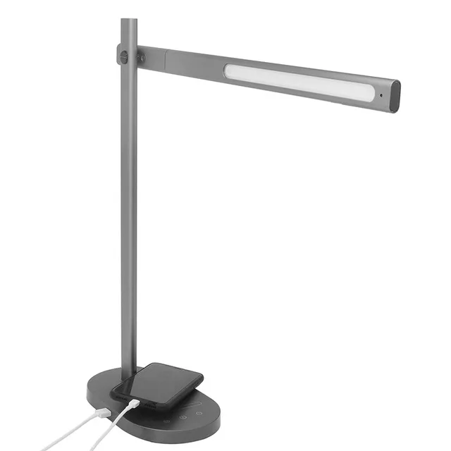 gray usb port USB порт зарядки современный светодиодный Настольный светильник с QI беспроводным зарядным телефоном 5 цветов Температура 6 уровень яркости офисный Рабочий светильник - Цвет корпуса: gray usb port