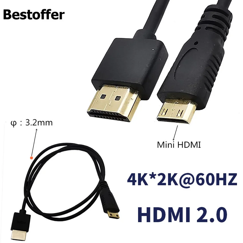 Гибкий и прочный кабель Mini HDMI поддерживает Ethernet 3D 4K HDR ARC (4K @ 60 гц 10 2 гбит/с) 0 3 м 6 1