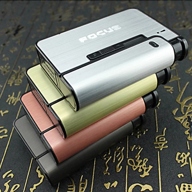 Portable Automatic Cigarette Case Metal Boxes 10PCS Holder Not Lighter Gadget For Men Christmas Gifts | Дом и сад