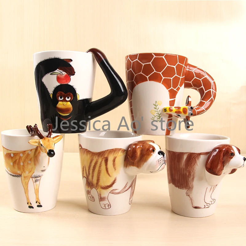 

3D Animal Hand Painting Ceramic Mugs Funny Coffee Cups Personality Milk Coffee Tea Drinking Cups Creative Christmas Gift