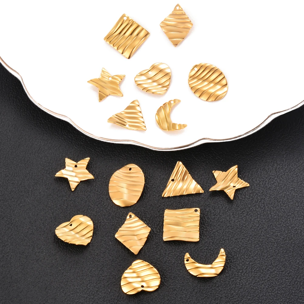 

10pcs 2021 New Stainless Steel Moon LOVE Charms Star Geometric shape Charms Pendants for DIY Earrings Making Supplies Findings