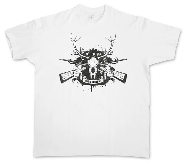 

Gift T Shirt Born To Hunt Men Casual T-Shirt Jagen Sport Geweih Gewehr