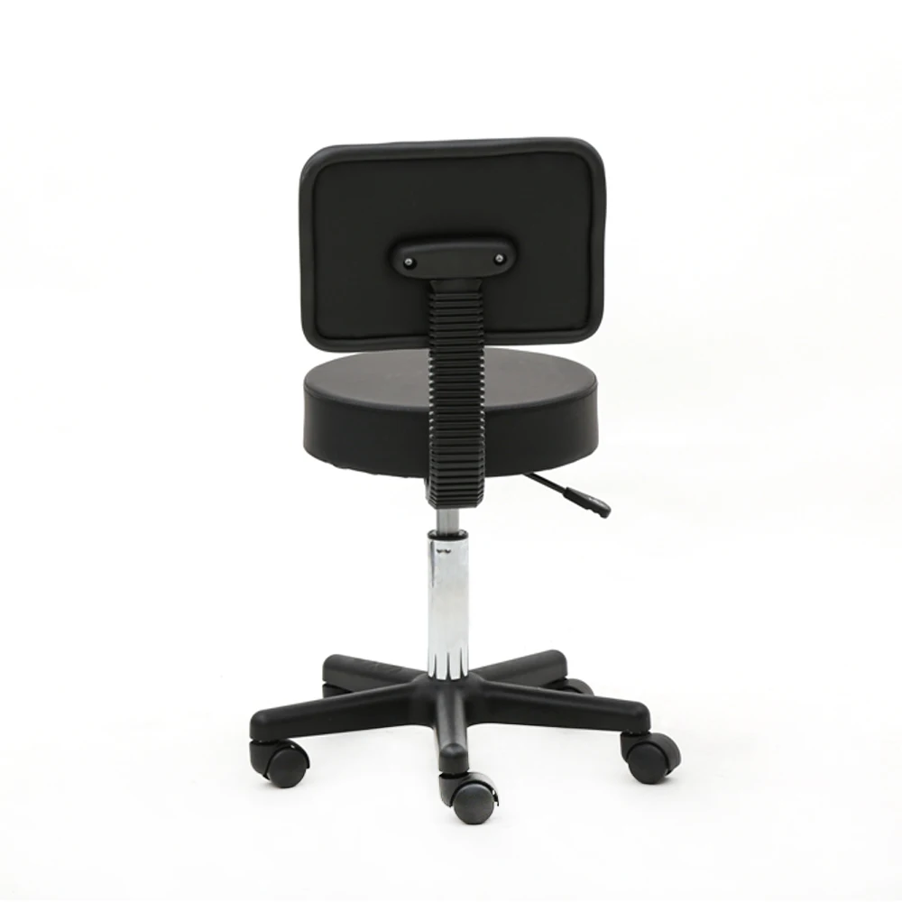 

BUYTOO Round Shape Plastic Adjustable Salon Stool with Back Black