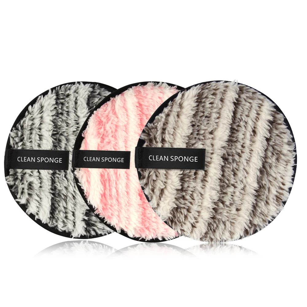 

10pcs Soft Fiber Makeup Remover Pads Washable Reusable Face Cleaning Cloth Stripes Double Sides Makeup Puff Deep Skin Care