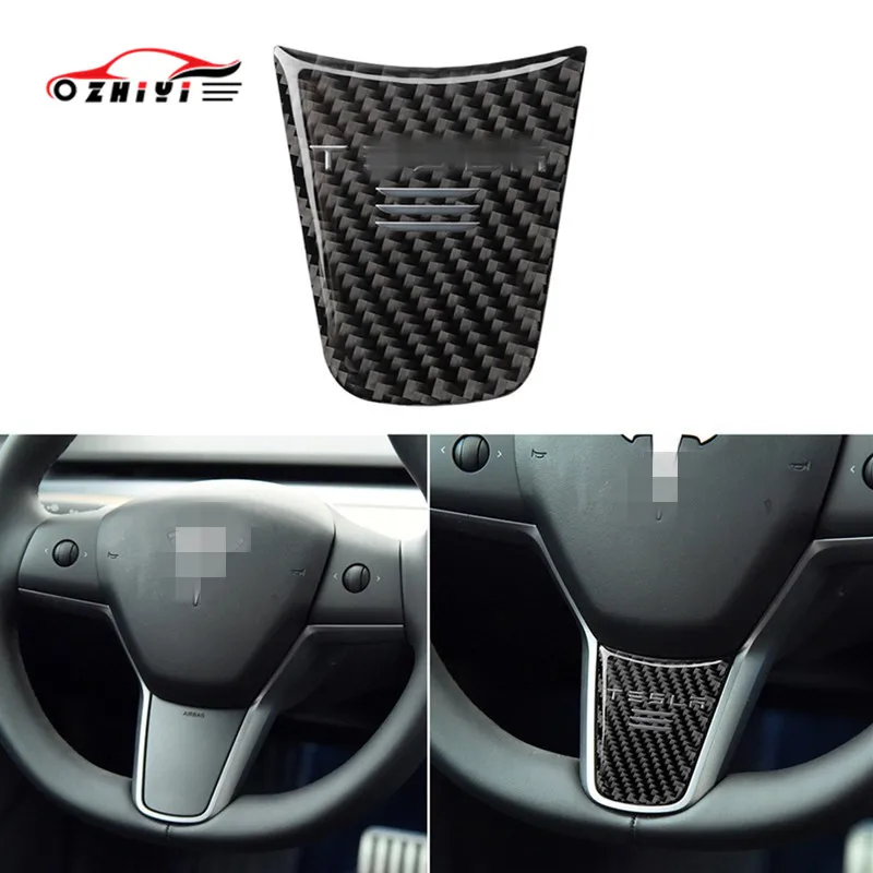 

Carbon fiber car stickers suitable for Tesla, suitable for model 3 steering wheel modification car decoration stickers BQB