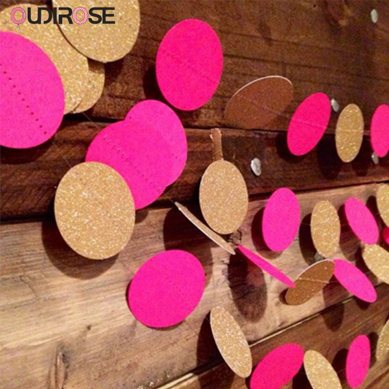 Бумажное знаменце "Круглые точки разных цветов" длиной 3,5/5 см для украшения свадеб, детских вечеринок, дня рождения и помещений.