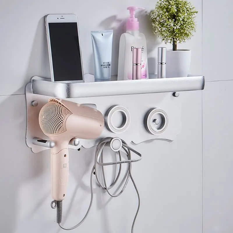 

Hair Dryer Metal Wall Mount Holder Hanger and Other Hair Dryers Bathroom Toothbrush Makeup Cosmetic Shelf U1JE