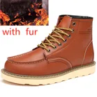 Мужские кожаные высокие ботинки из хлопка, Классические ботинки мартинсы ручной работы, теплая удобная повседневная обувь на толстой подошве для снега