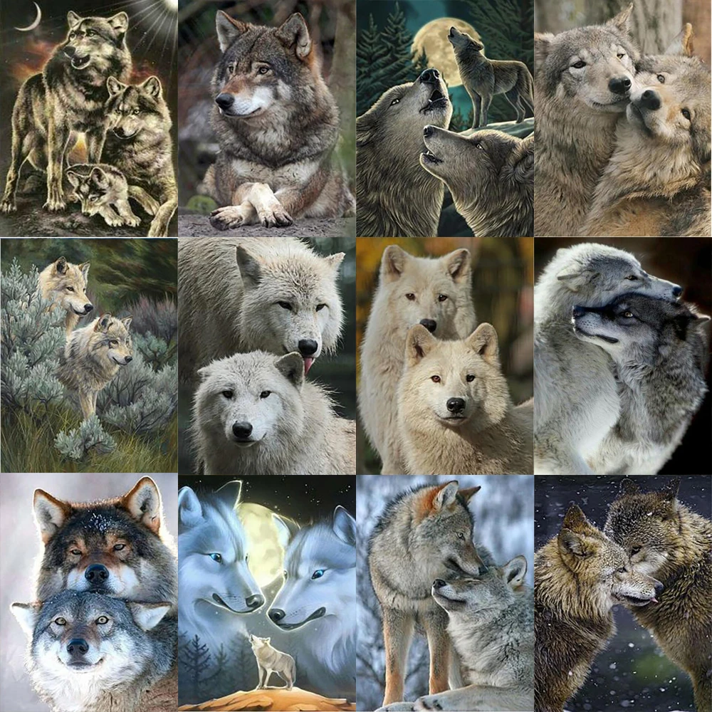 

DIY Wolf 5D Diamond Painting Full Square/Round Drill Animal Diamond Embroidery Cross Stitch Kit Mosaic Home Decor Wall Art Gift