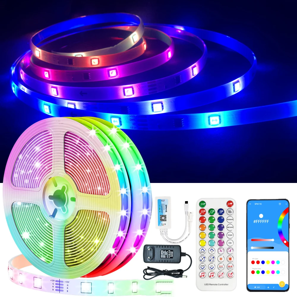 

LED Strip Light DreamColor Bluetooth Music APP Control Rainbow RGB WS2811 Waterproof Tira Flexible Luces For Home Luz Party Fita