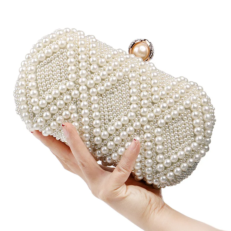 

Pearl Clutch Bags Women Purse Ladies White Handbags Box Evening Bags for Party Wedding Hand Bags Shoulder Bag Bolsa Feminina