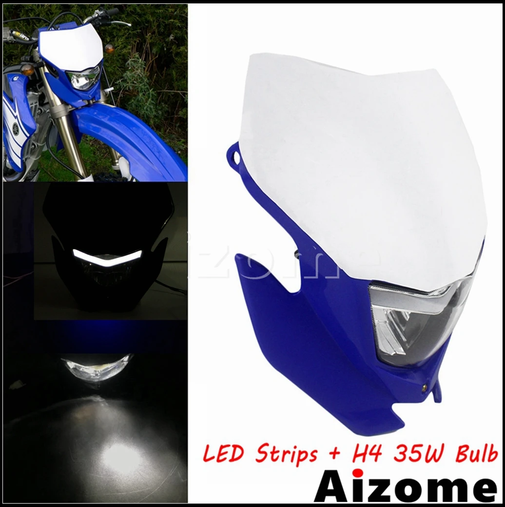 Фара светодиодная WR для мотоцикла белая синяя двойная Honda Suzuki Kawasaki Yamaha 250 450 CRF 125 85