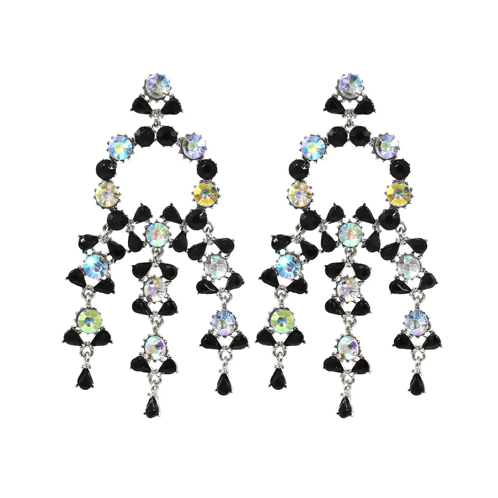 Vodeshanliwen ZA New Crystal Tassel Earrings For Women Fashion Imitation pearl Statement Big Earrings New Accessories - Окраска металла: 4
