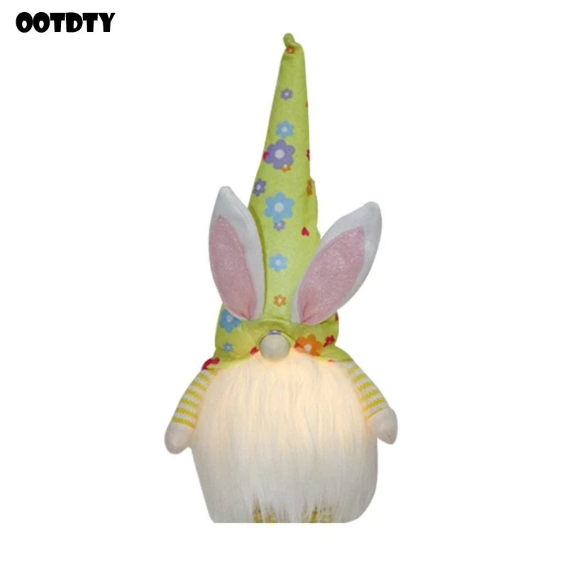 

Easter Bunny Gnome with LED Light Handmade Swedish Tomte Rabbit Plush Toys Doll Ornaments Holiday Home Party Decoration